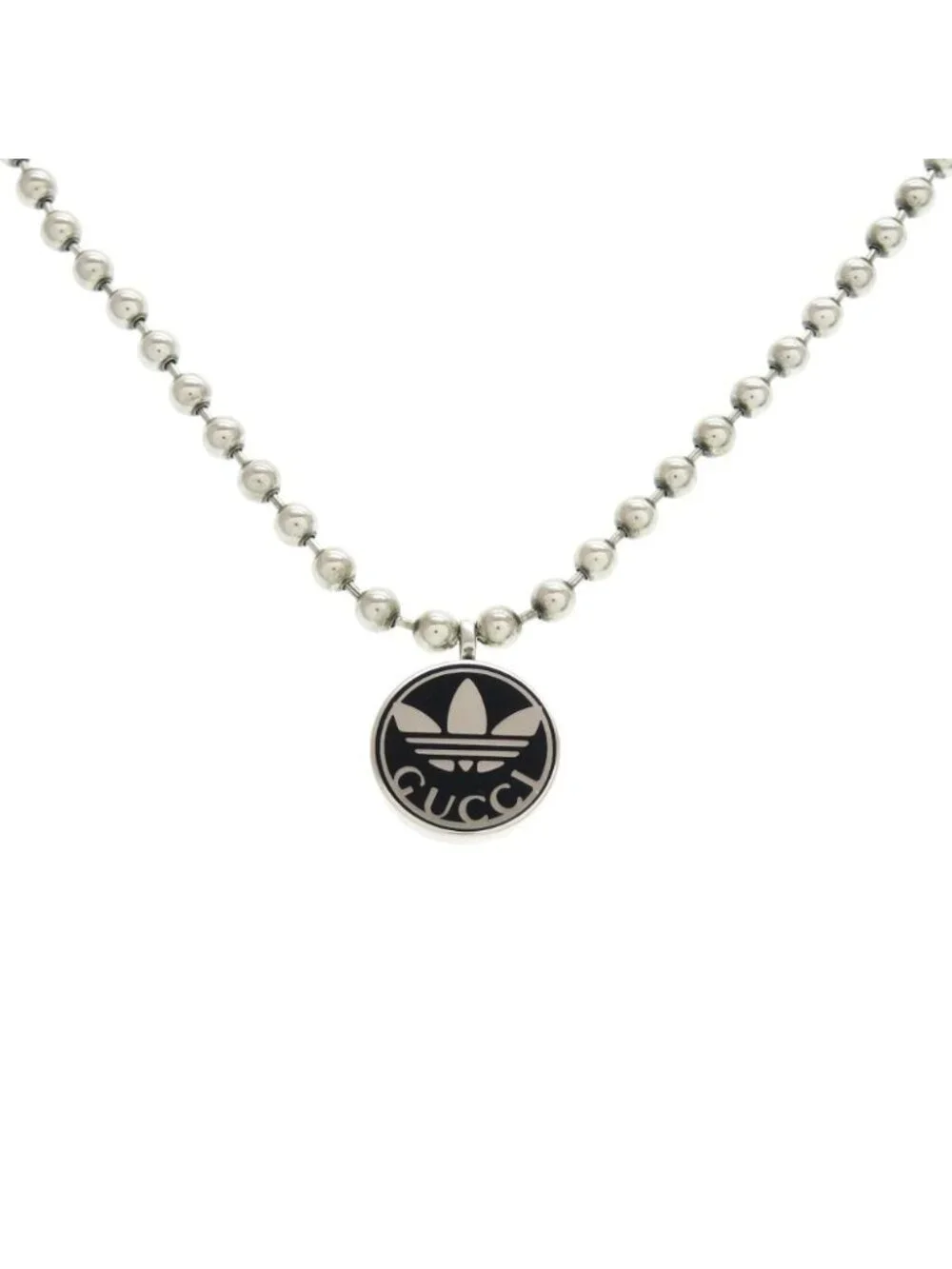 Gucci Adidas Collaboration Ball Chain Interlocking 925 Sterling Silver Necklace